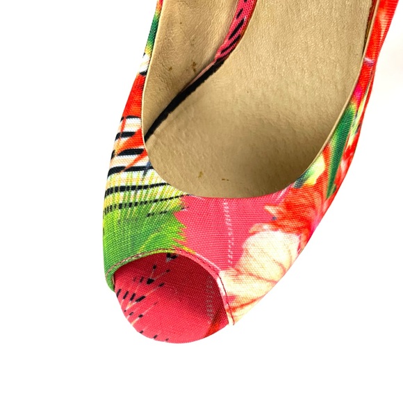 Aldo Tropical Print Hazinski Peep Toe Wedges - Picture 7 of 9